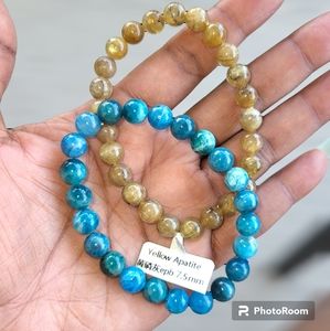 Blue and Yellow Apatite Bracelets